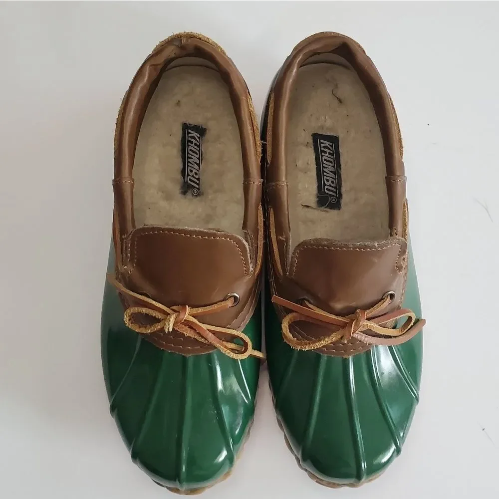 KHOMBU low rain boot‎ glossy green low duck shoe 7